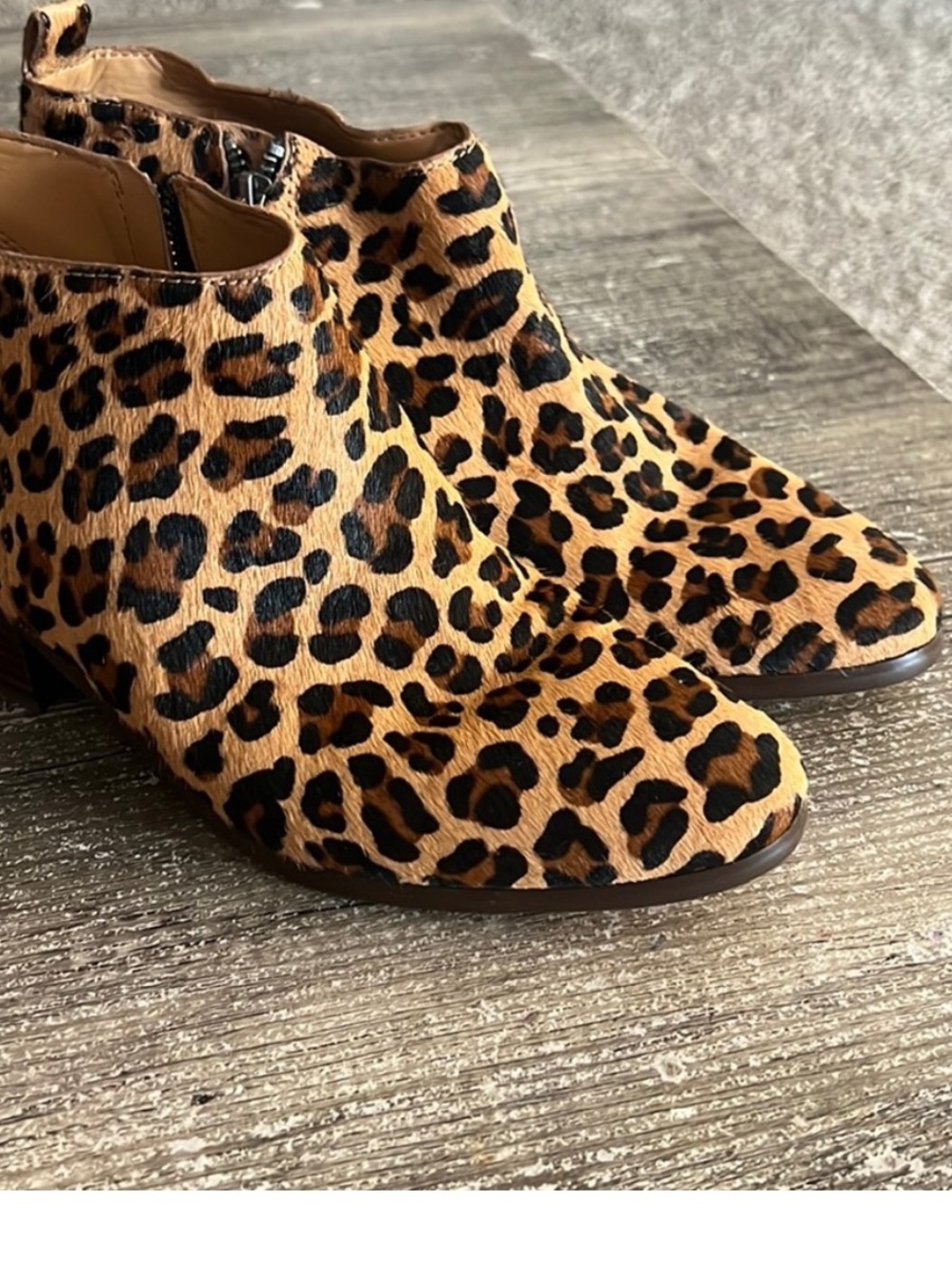 J. Crew Leopard Print Ankle Booties in Tan and Black